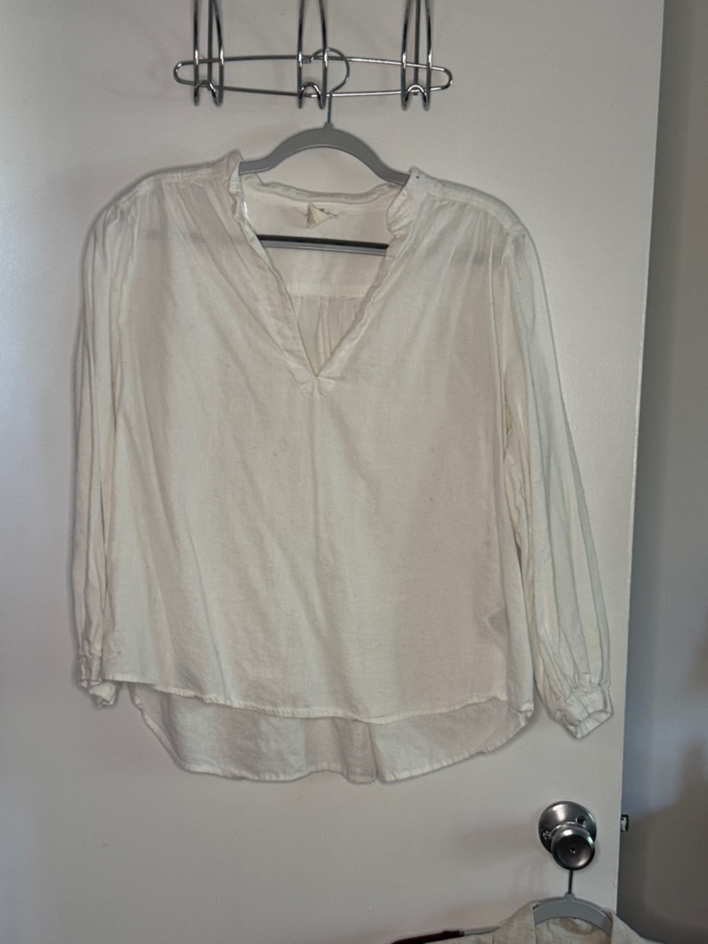 H&M Cream Split-Neck Lightweight Blouse